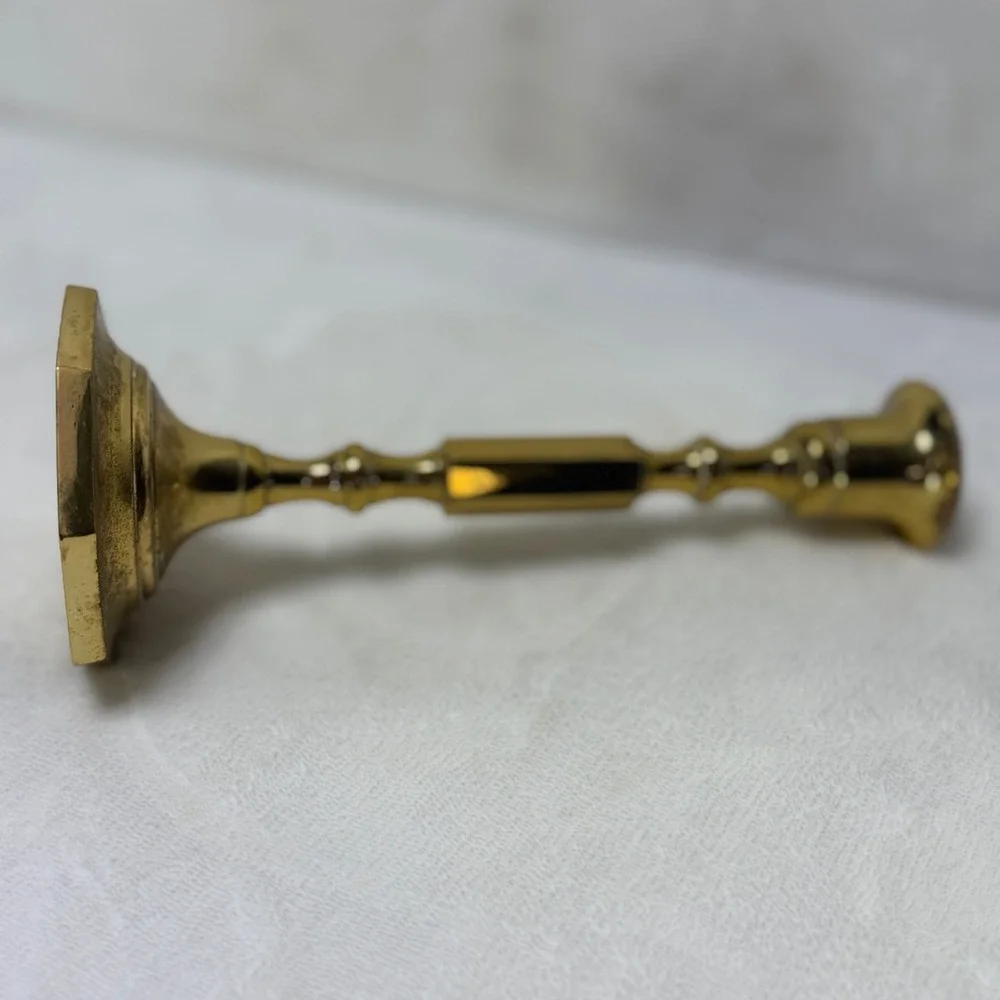 VTG Baldwin ? Solid Brass Candlestick Holder Octagonal‎ Base Heavy Weighted